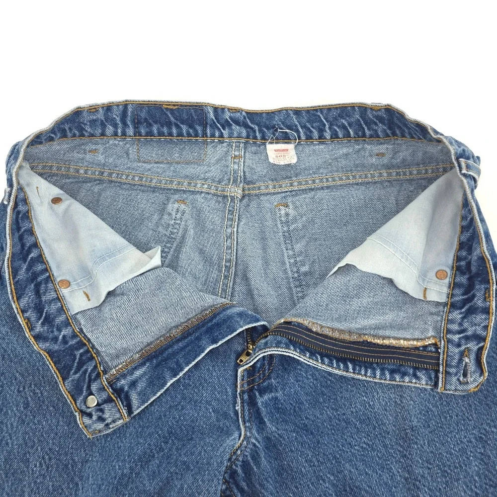 Levi's 505 Orange Tab Jeans Men's 36x32 Classic Medium Wash Vintage 90s Whiskers